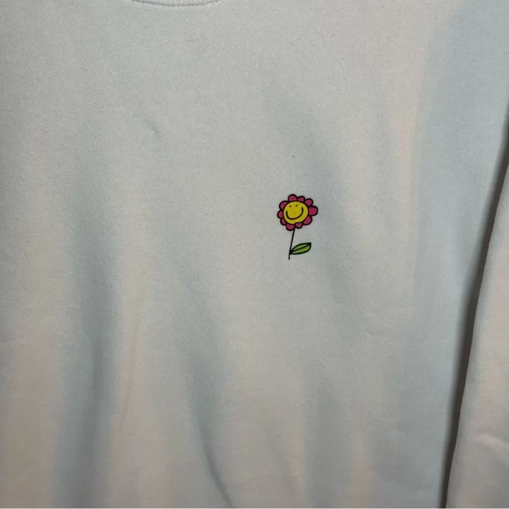 HUF Triple Triangle Anxiety and Depression Smiley Flower Crewneck Sweatshirt- L